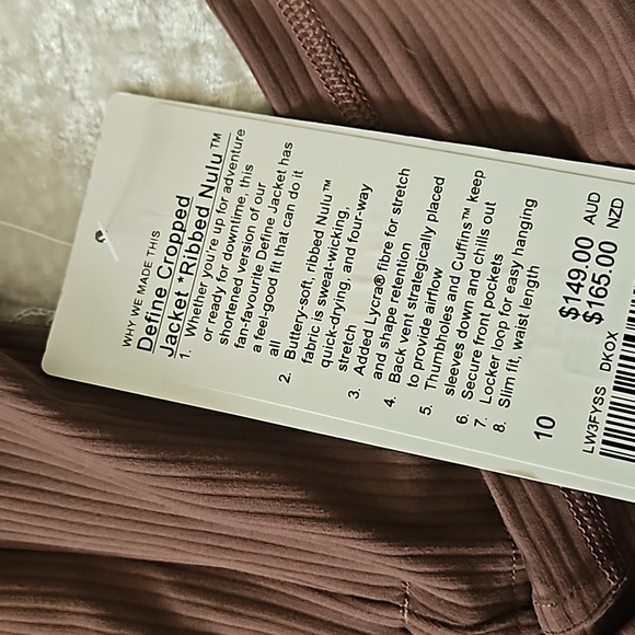 Lululemon Defined Cropped Jacket Ribbed Nulu - Size 10 - Picture 4 of 13